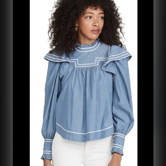Ulla Johnson Tops - Ulla Johnson Chambray Ester Blouse Size 2